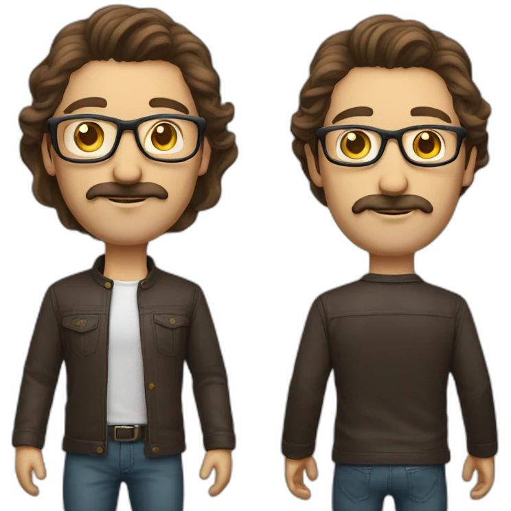 brown hair middle aged male designer with moustache glasses emoji