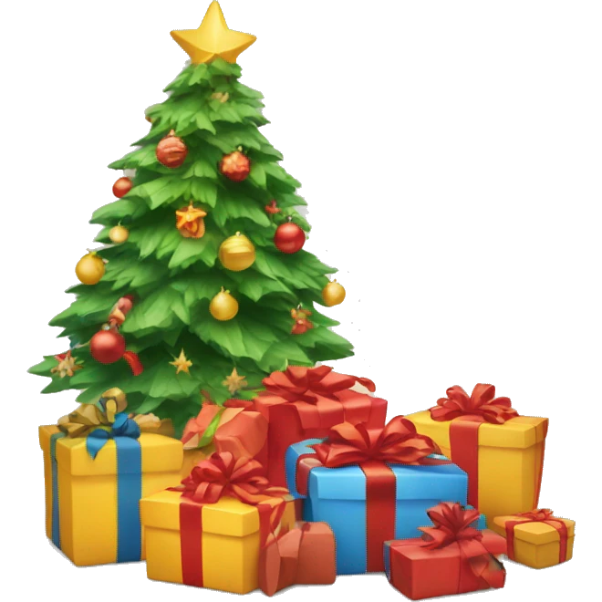 christmas presents under tree emoji