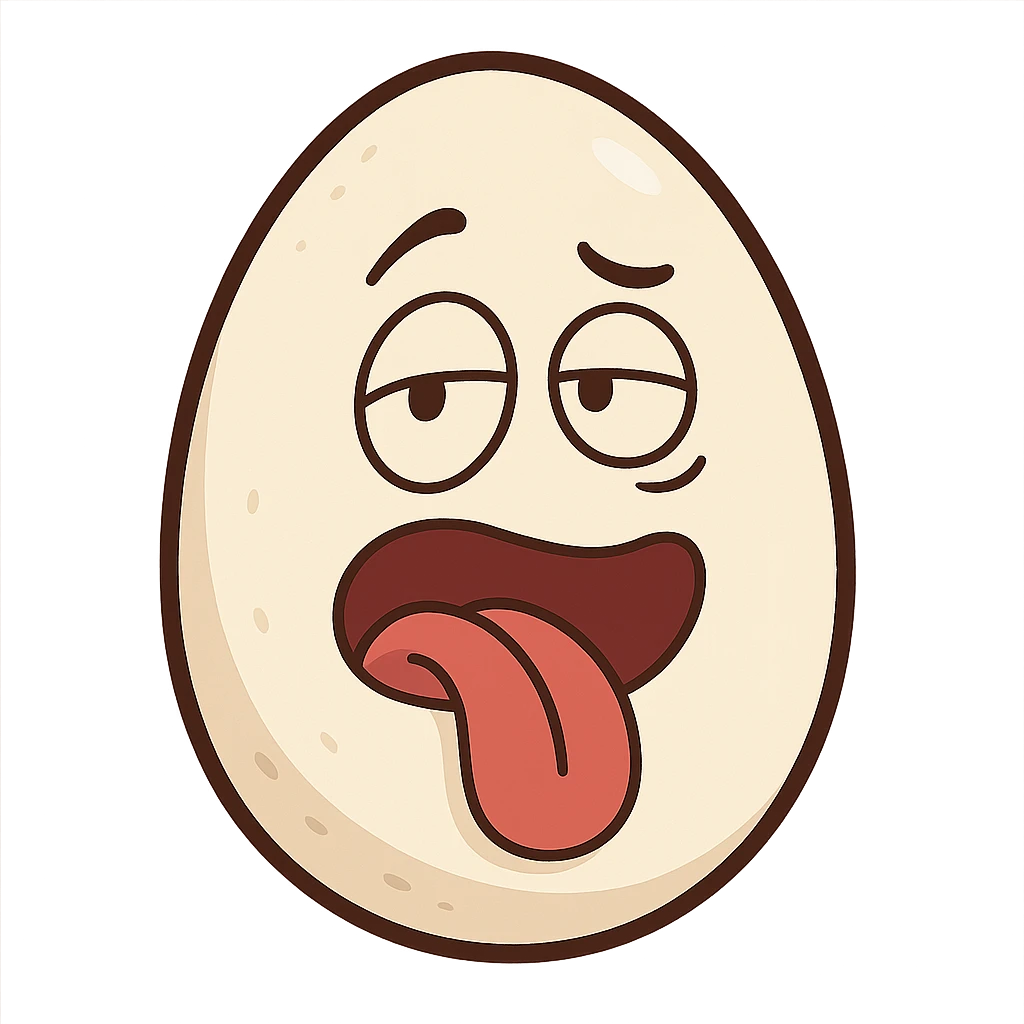 egg with the tongue out, cartoon style emoji