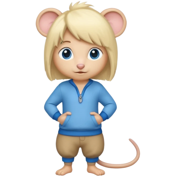Rat with a blonde wig and blue eyes emoji
