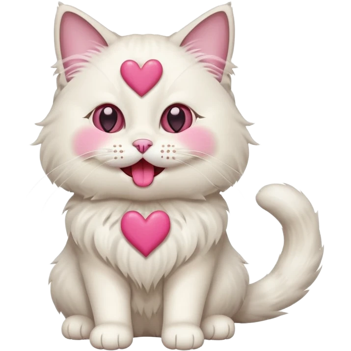 Full body ragdoll Cat with popping out love heart eyes and mouth open emoji