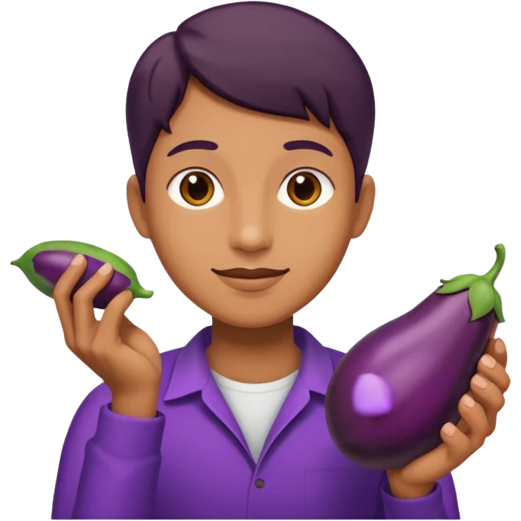 holding brinjal emoji