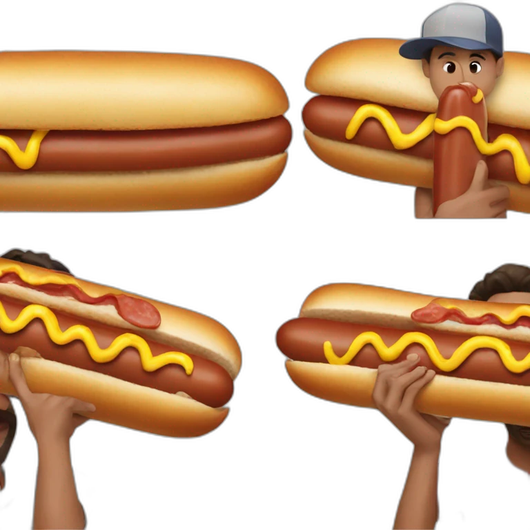 4 guys eating hotdogs emoji