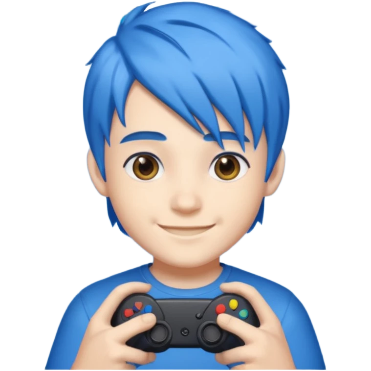 blue gamer Boy happy blue hair emoji