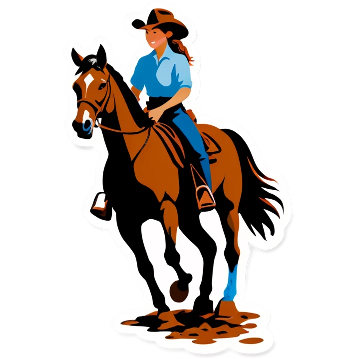 Horse and girl western rider in mud emoji