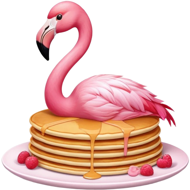 flamingo with a pancake emoji