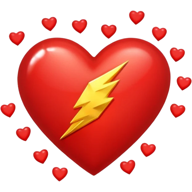 The flash with love hearts emoji