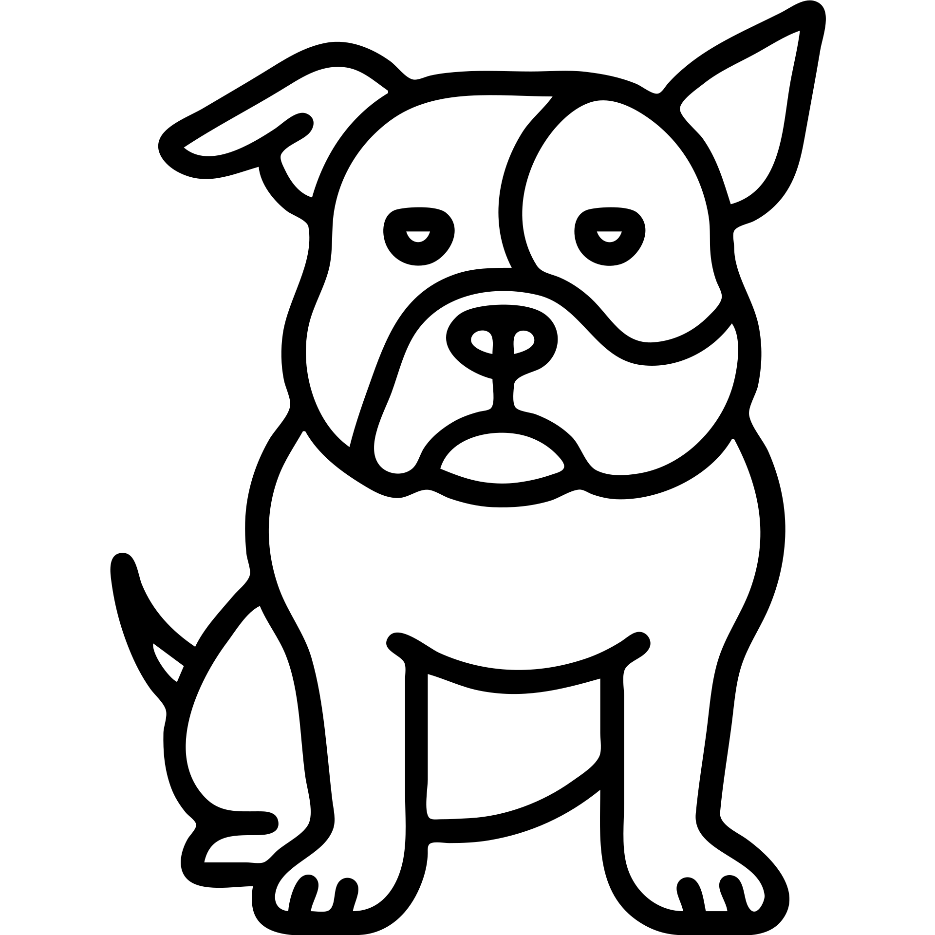 Draw a clean outline icon of a pocket bully dog in a sitting pose, showing its distinct face and ears with simple, clear lines and no fill. emoji