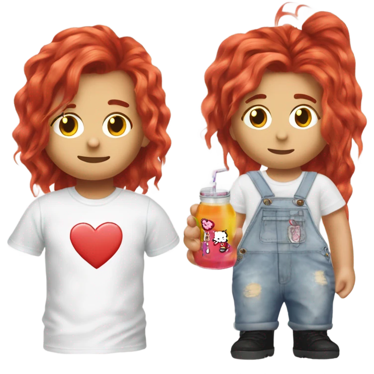 Red head, white, brads, side part, y2k style, grunge, hello kitty, juice wrld emoji