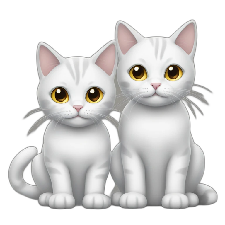 two white and one gray cat 3 cats emoji