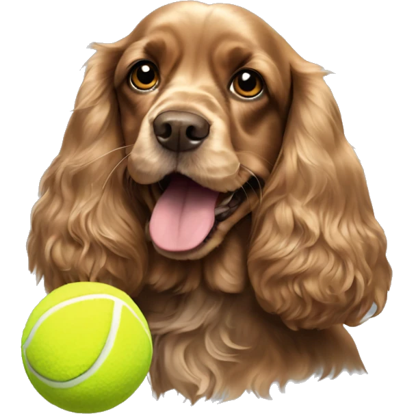 Cocker spaniel with tennis ball emoji