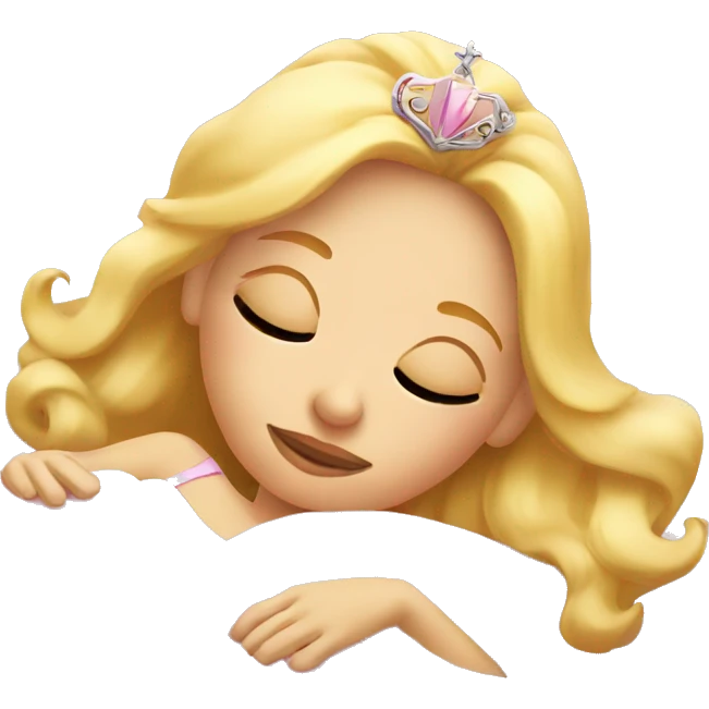 Sleeping blonde princess in pink bed  emoji