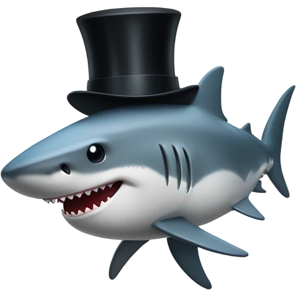 Shark with a top hat emoji