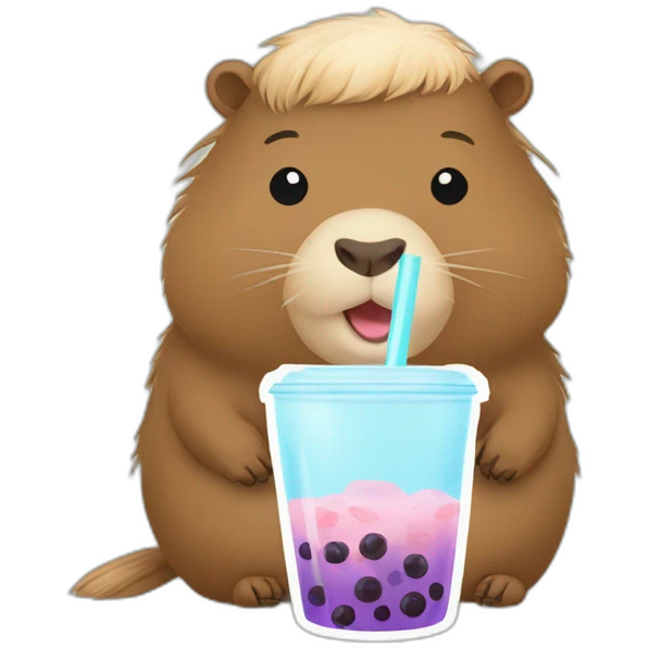 Capybara with bubble tea emoji