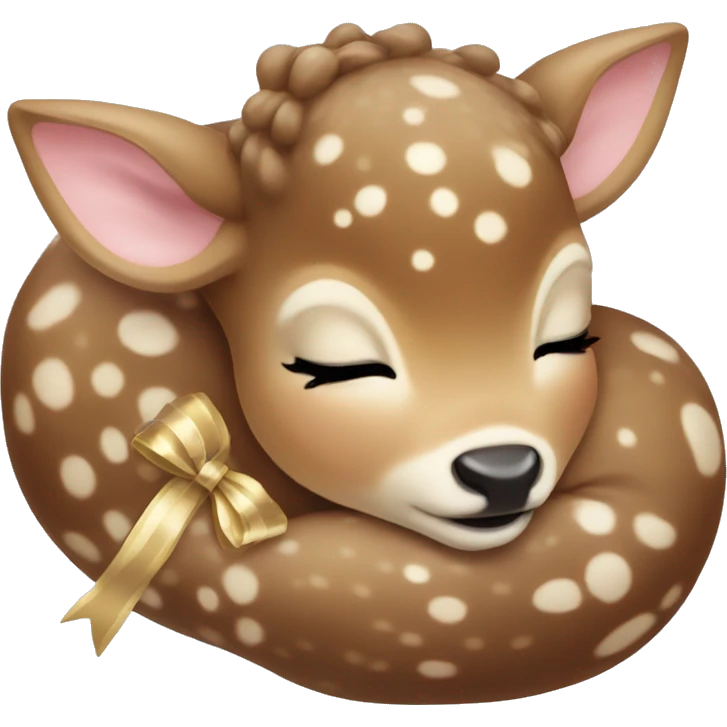 Baby deer with bows curled up sleeping  emoji