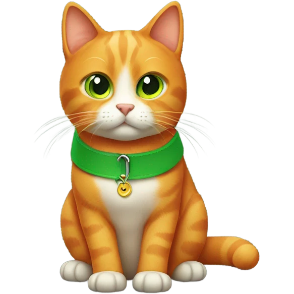 orange cat with green collar emoji