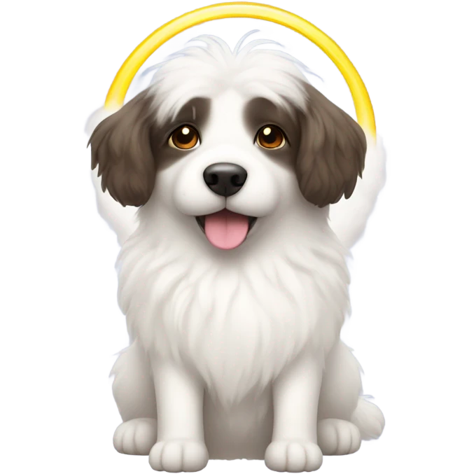 Cute White fluffy dog with halo over head  emoji