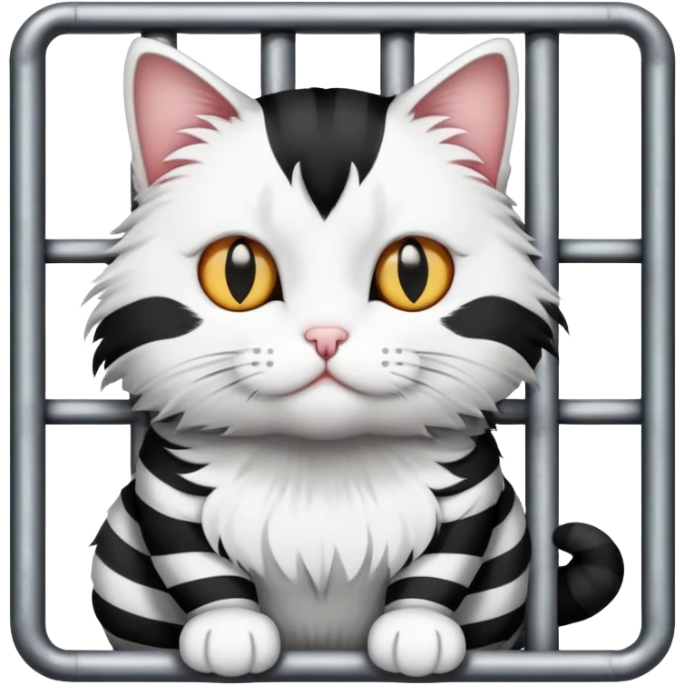 Black and white cat in jail emoji