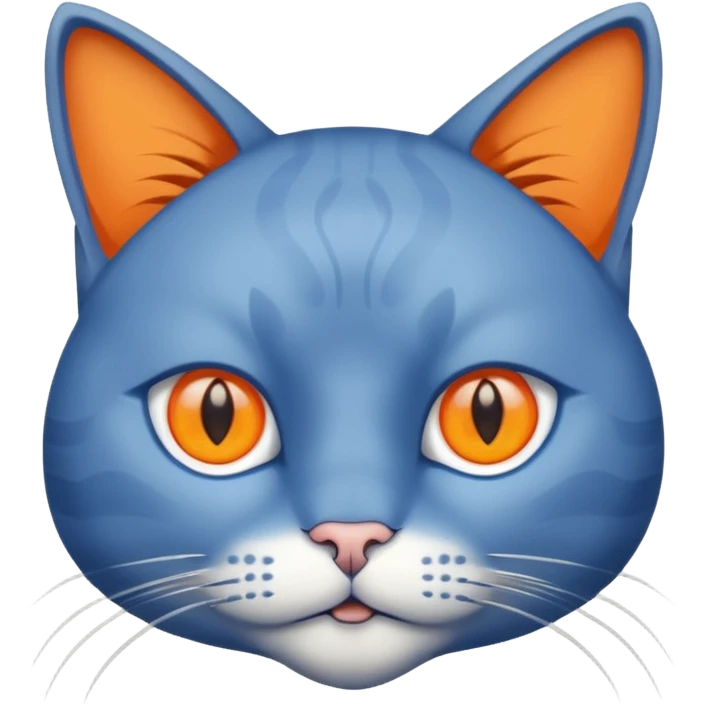 Cat with no ears head blue body blue with gadget emoji