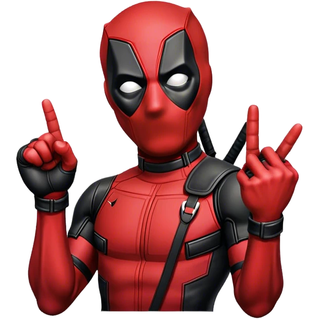 deadpool holding up middle finger emoji