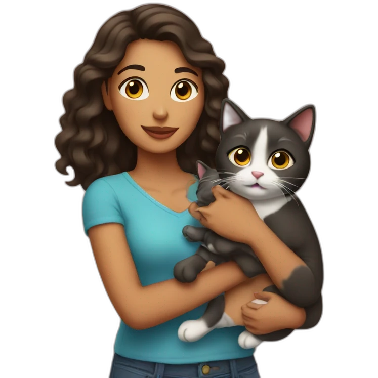 Latina woman holding a cat emoji