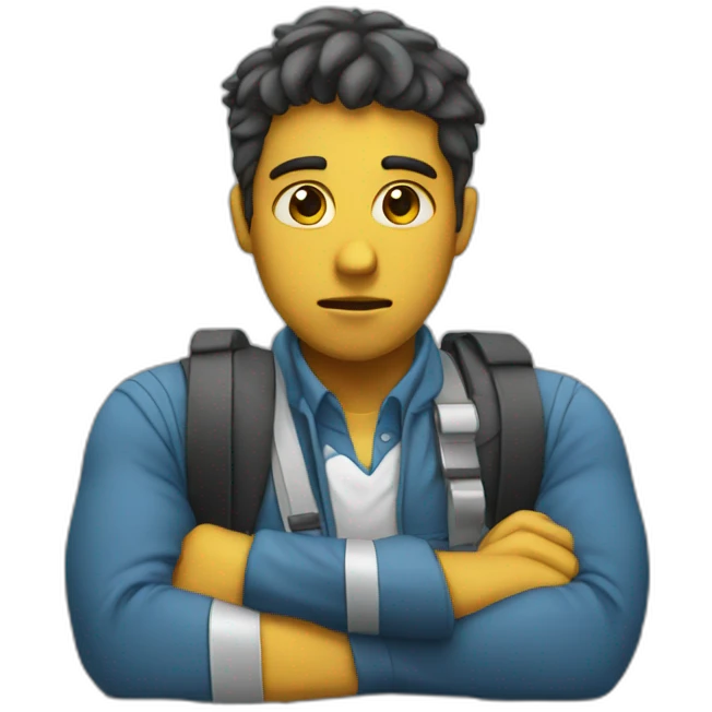 Sad and tired Engineering student emoji