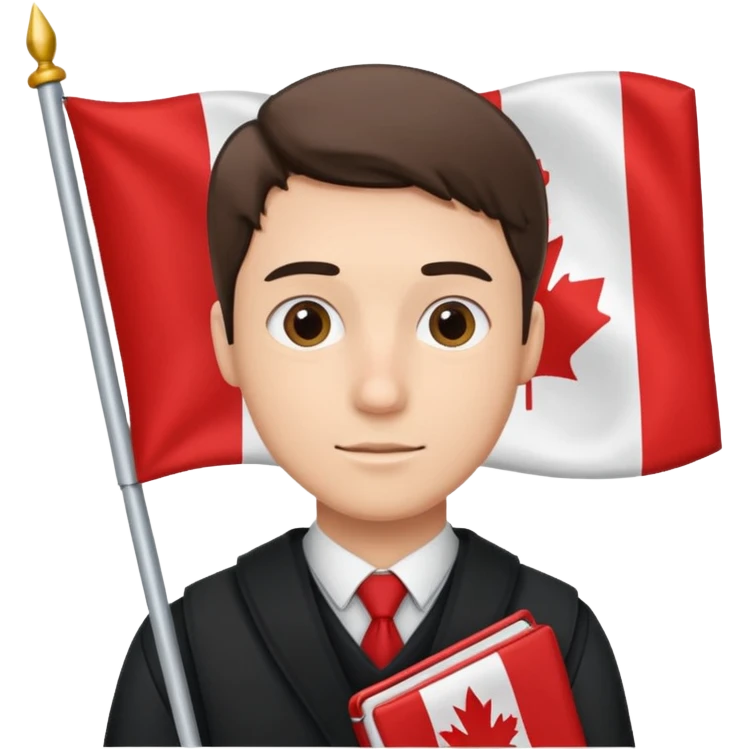 A man studying with a flag of Canada in the background emoji