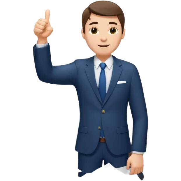 man standing on a mountain of papers, showing a thumbs up emoji