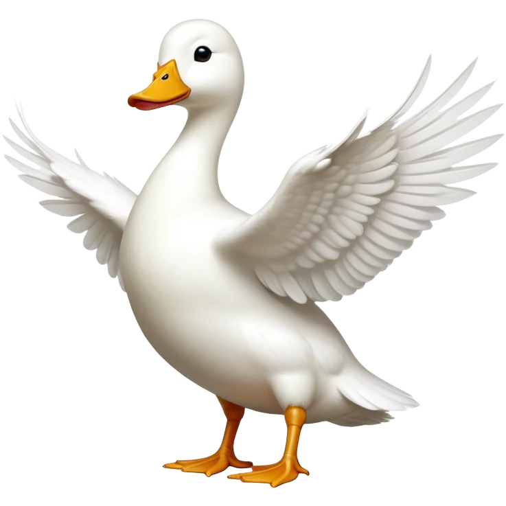 cinematic-[white duck]-realistic-full-body-perched-emoji,-wings-tucked-neatly,-head-tilted-dramatically,-sleek-[white]-feathers,-simplified-yet-realistic-focused-features,-highly-detailed,-glowing-with-an-almost-sarcastic-glow emoji