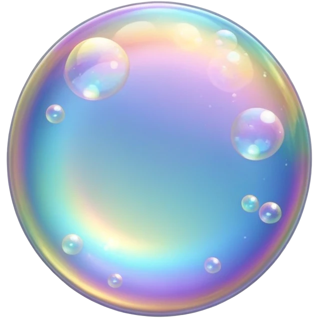 one large soap bubble with small bubbles around it emoji