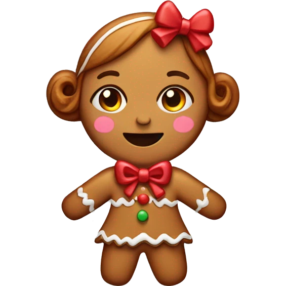 Gingerbread girl with a bow on top  emoji