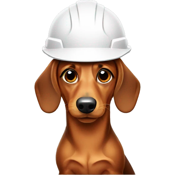 dachshund wearing hard hat emoji