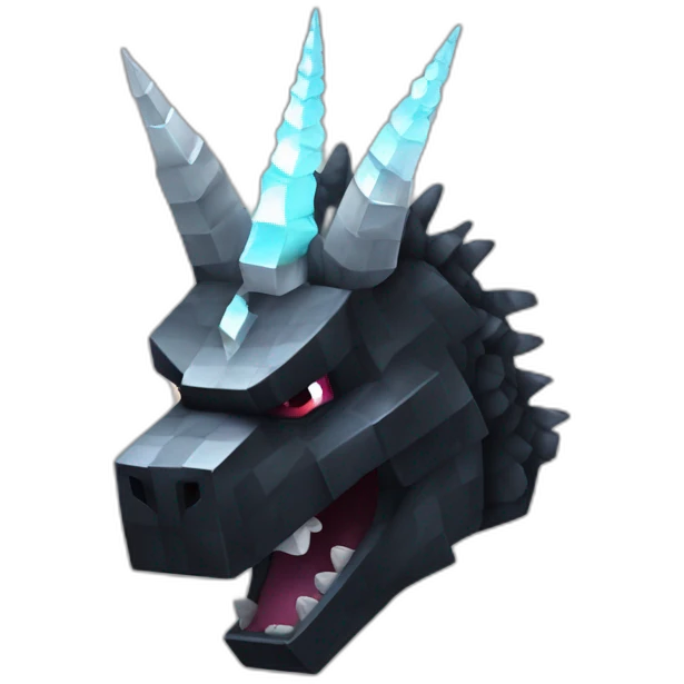 Minecraft Black Godzilla Head With Diamond Unicorn Horn and Lazer Eyes emoji