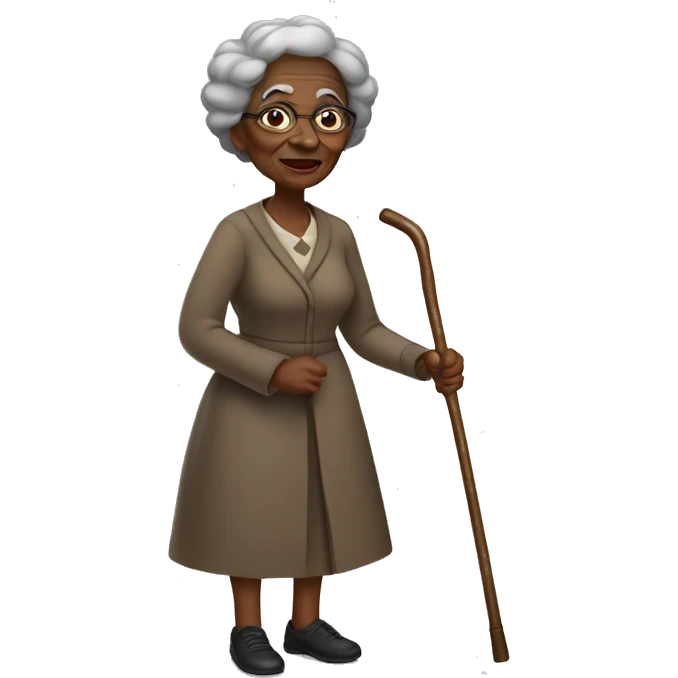 old black woman with walking stick emoji