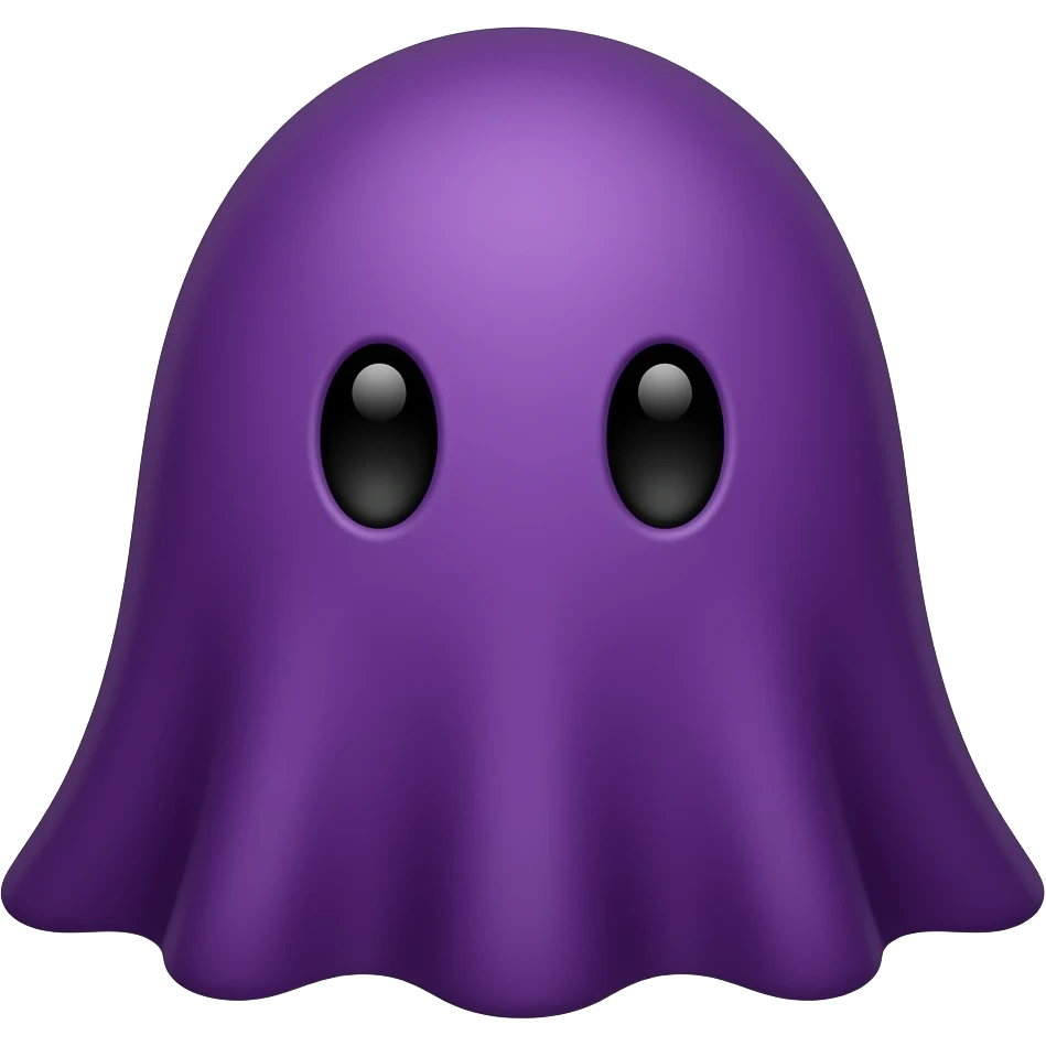 Kawaii solid deep purple ghost black eyes emoji