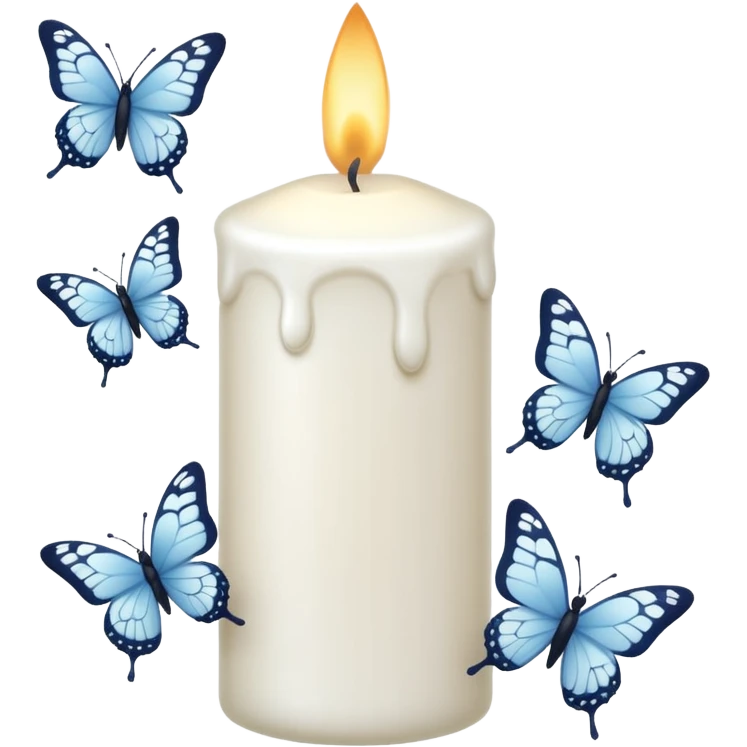 white candle with butterflies emoji