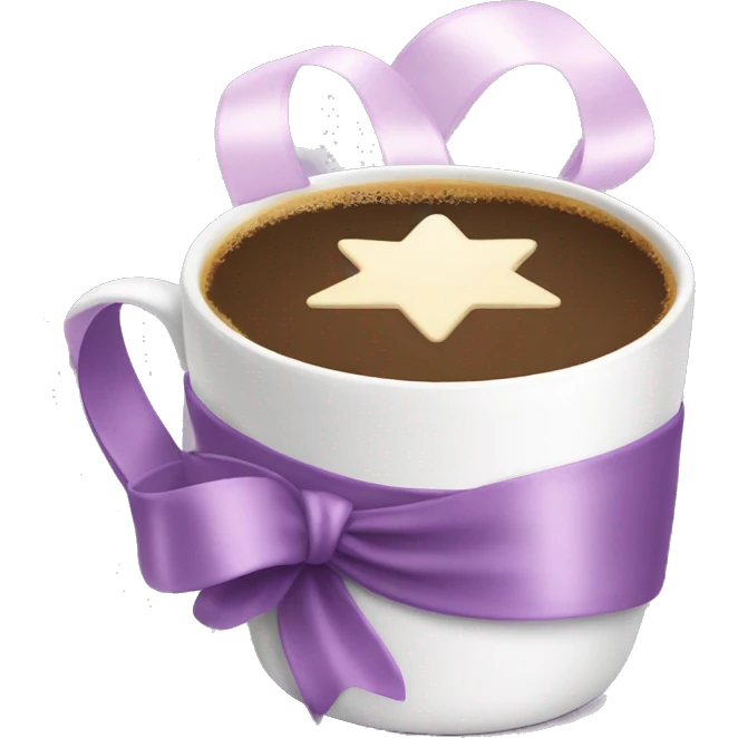 Cute Christmas coffe cup with a lilac ribbon emoji