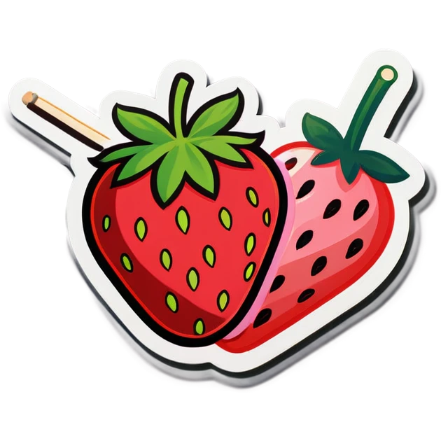 Strawberry with a toothpick next to the strawberry emoji