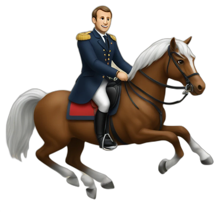 emmanuel macron riding a horsde emoji
