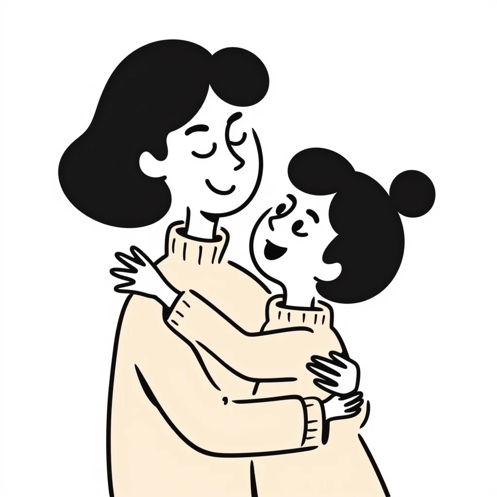 A happy mother with a child in beige clothes emoji