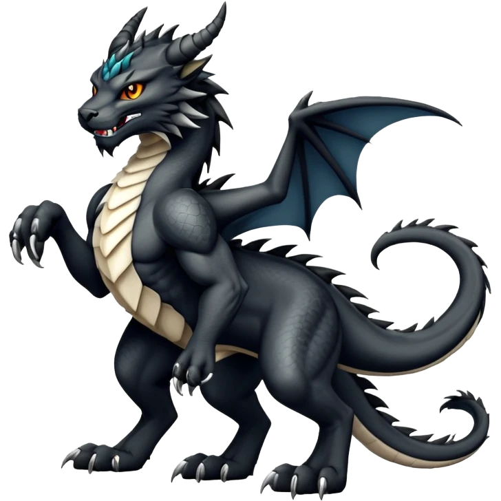Black Dragon-type Fakémon-Lynx full body emoji