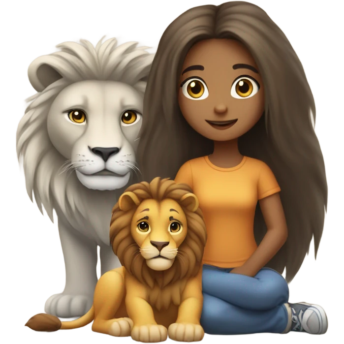 girl with lion  emoji