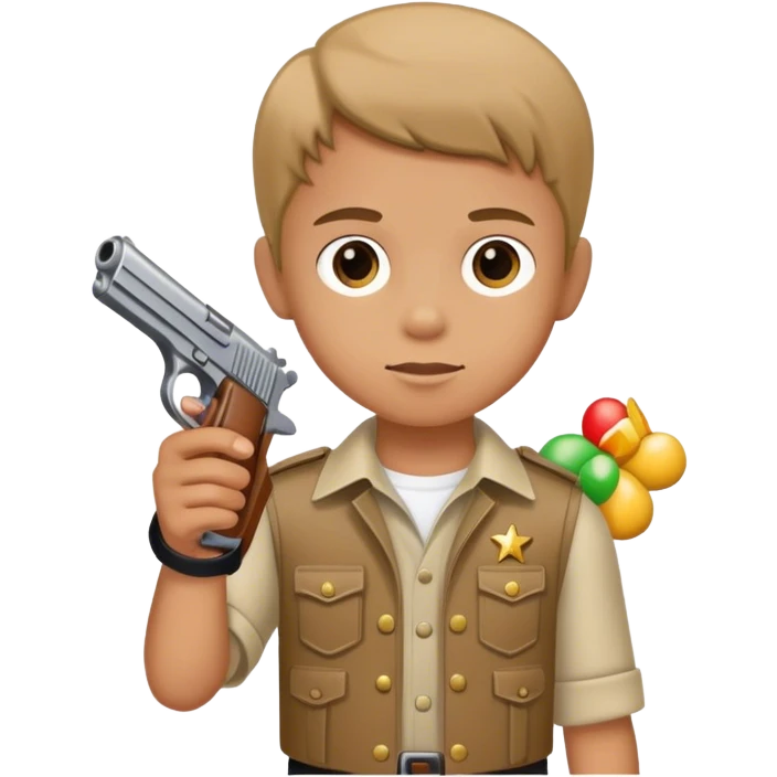 A kid with a pistol emoji