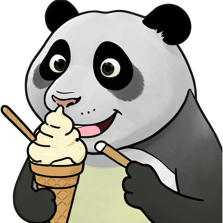 Panda eating ice cream emoji