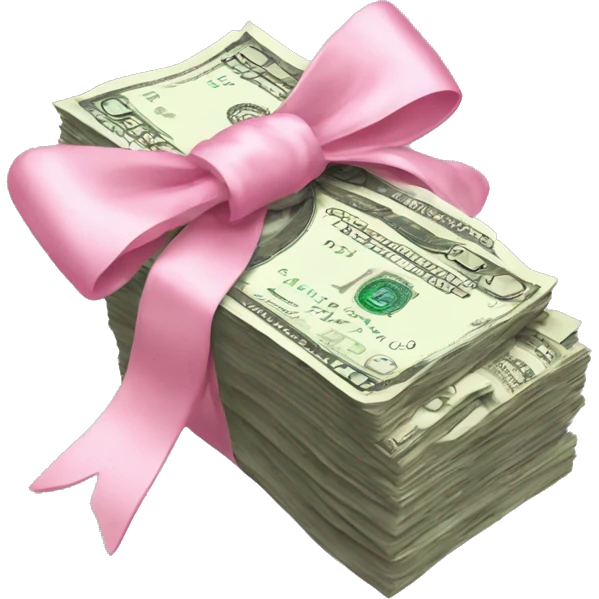 A bunch of dollars, tied with pastel pink bow emoji