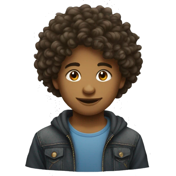 enfant garçon métisse cheveux bouclés emoji