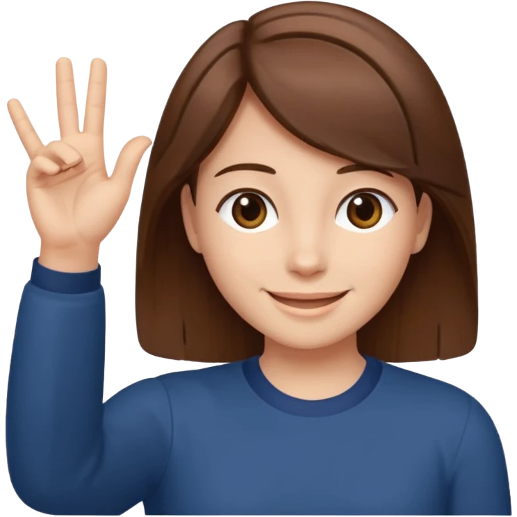 Mach mir einen Tyoen mit braunen haaren der mit seiner linken hand zur seite zeigt emoji