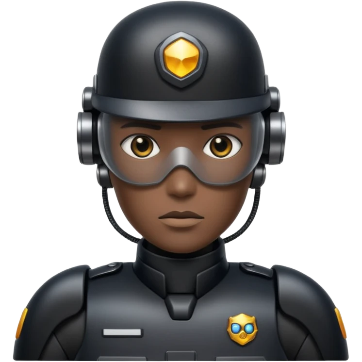 black half robot cop emoji