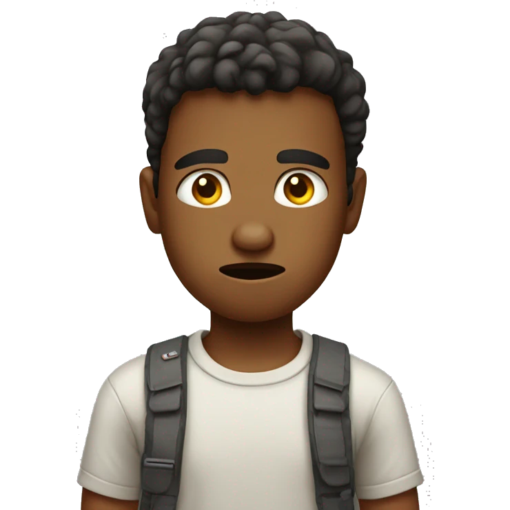 irritated boy outdoors in shirt emoji