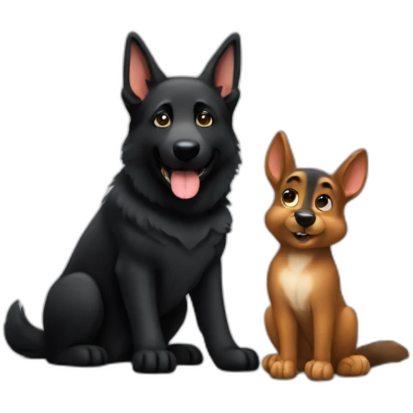 All black German shepherd with squirrel emoji